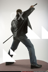 Man Adult Athletic White Fighting with sword Standing poses Casual
