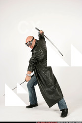 Man Adult Athletic White Fighting with sword Standing poses Casual