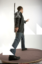 Man Adult Athletic White Fighting with sword Standing poses Casual