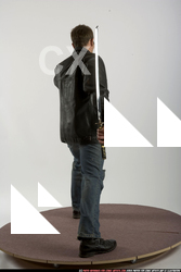 Man Adult Athletic White Fighting with sword Standing poses Casual