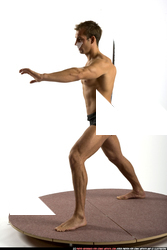 Man Adult Athletic White Fighting with sword Standing poses Underwear