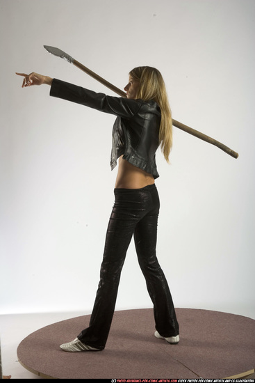 Woman Adult Athletic White Fighting with spear Standing poses Casual