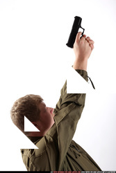 Man Young Average White Fighting with gun Kneeling poses Army