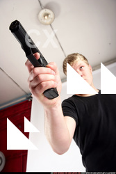 Man Adult Average White Fighting with gun Standing poses Sportswear