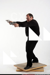 Man Old Chubby White Fighting with gun Standing poses Casual