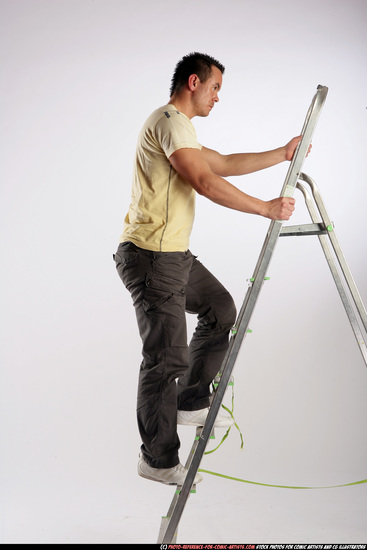 Man Adult Athletic White Daily activities Moving poses Sportswear