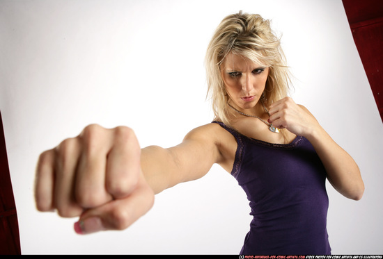 Woman Adult Athletic White Fist fight Standing poses Sportswear