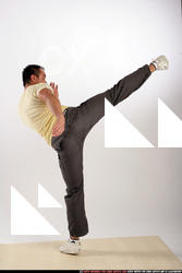 Man Adult Athletic White Kick fight Moving poses Sportswear