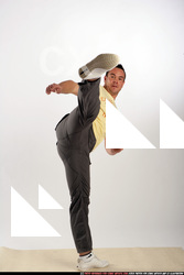 Man Adult Athletic White Kick fight Moving poses Sportswear