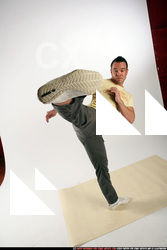 Man Adult Athletic White Kick fight Moving poses Sportswear