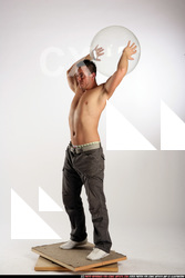 Man Adult Athletic White Throwing Standing poses Pants