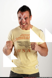 Man Adult Athletic White Facial expressions Sitting poses Sportswear