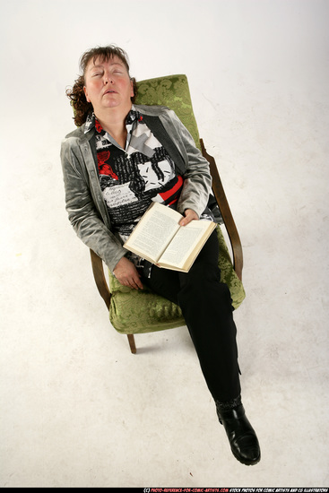 Woman Old Chubby White Daily activities Sitting poses Casual