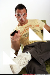 Man Adult Athletic White Daily activities Sitting poses Sportswear