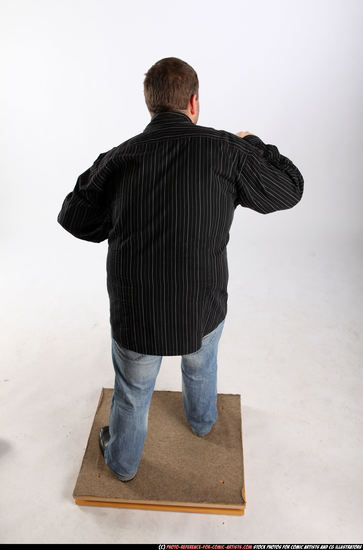 Man Adult Chubby White Fighting with knife Standing poses Casual