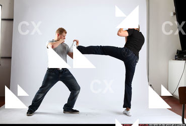 Adult Average White Kick fight Standing poses Sportswear Men