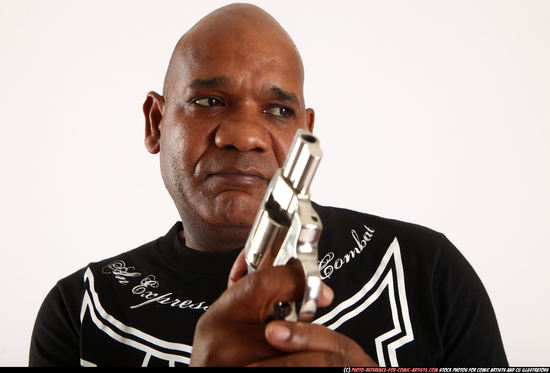 Man Old Average Black Fighting with gun Detailed photos Sportswear