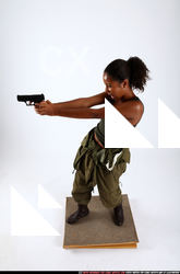 Woman Young Athletic Black Fighting with gun Standing poses Army