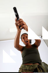 Woman Young Athletic Black Fighting with gun Standing poses Army