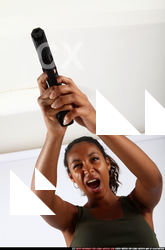 Woman Young Athletic Black Fighting with gun Standing poses Army
