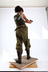 Woman Young Athletic Black Fighting with gun Standing poses Army