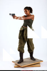Woman Young Athletic Black Fighting with gun Standing poses Army