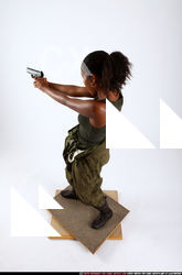 Woman Young Athletic Black Fighting with gun Standing poses Army