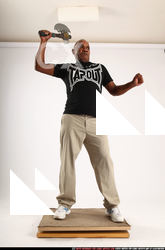 Man Old Chubby Black Fighting with sword Standing poses Casual