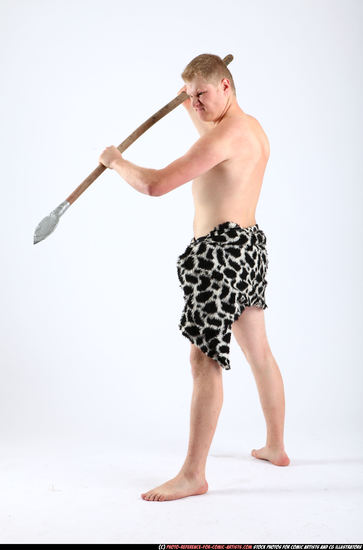 Man Adult Average White Fighting with spear Standing poses Army