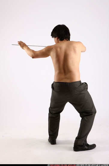 Man Adult Average Fighting with sword Fight Casual Asian