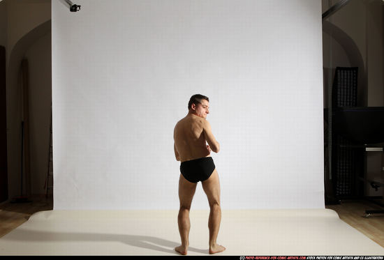 Adult Athletic White Kick fight Moving poses Underwear Men