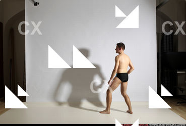 Adult Athletic White Kick fight Moving poses Underwear Men