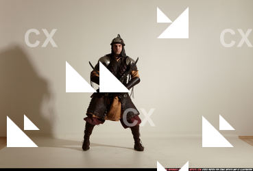 Man Adult Athletic White Fighting with sword Moving poses Army