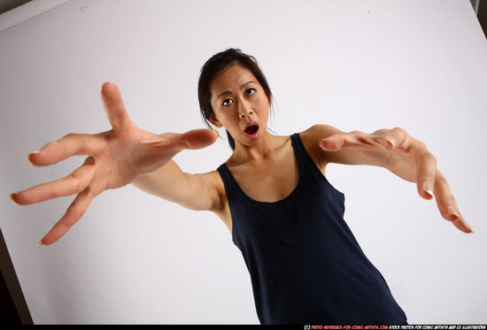 Woman Young Athletic Dead Moving poses Casual Asian