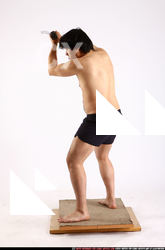 Man Adult Average Fighting with sword Standing poses Underwear Asian