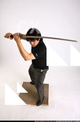 Man Adult Average Fighting with sword Standing poses Casual Asian