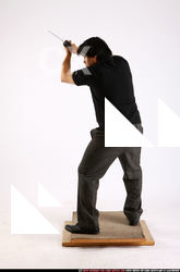 Man Adult Average Fighting with sword Standing poses Casual Asian