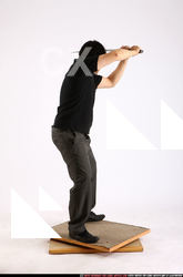 Man Adult Average Fighting with sword Standing poses Casual Asian