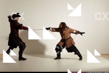 Adult Average White Fighting with sword Moving poses Army Men