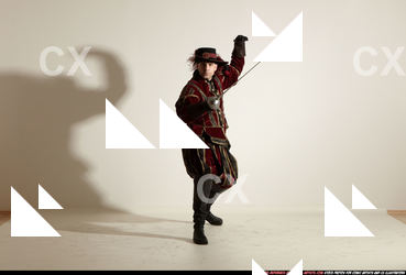 Man Adult Athletic White Fighting with sword Moving poses Army