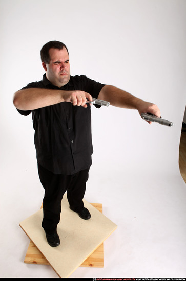 Man Adult Chubby White Fighting with gun Standing poses Casual