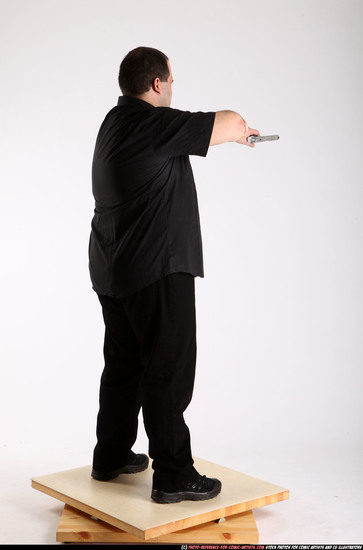 Man Adult Chubby White Fighting with gun Standing poses Casual