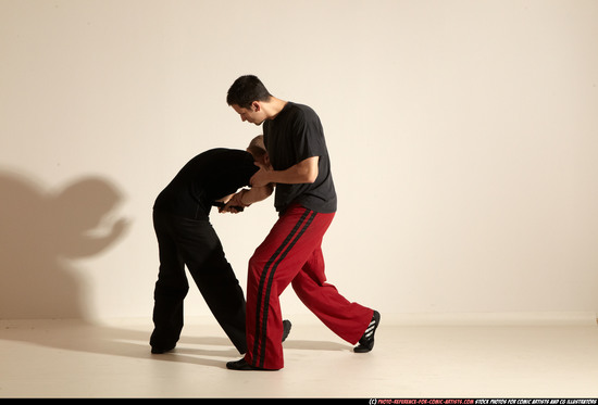Adult Athletic White Martial art Moving poses Sportswear Men