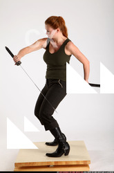 Woman Adult Athletic White Fighting with sword Standing poses Casual