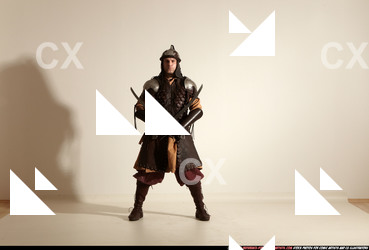 Man Adult Athletic White Fighting with sword Moving poses Army