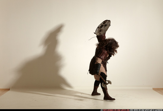 Man Adult Chubby White Fighting with sword Moving poses Army