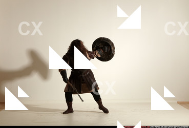 Man Adult Chubby White Fighting with hammer Moving poses Army