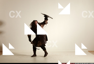 Man Adult Chubby White Fighting with hammer Moving poses Army