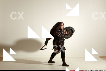 Man Adult Chubby White Fighting with hammer Moving poses Army