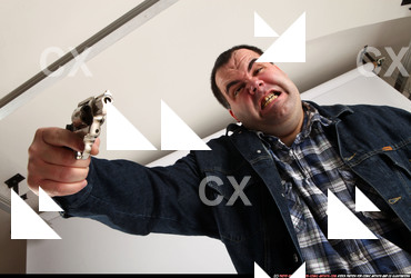 Man Adult Chubby White Fighting with gun Standing poses Casual